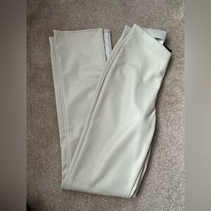 Unworn Faux Leather Cream Flared Slit Pants